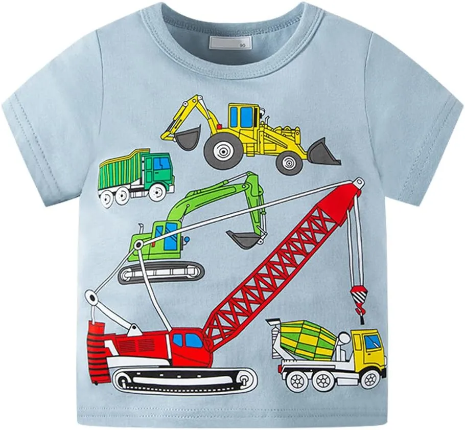 Toddler Boys Shirts Short-Sleeve Boys' Tops, Tees & Shirts Cotton Boys T Shirts Graphic Tees for 2-7 Years