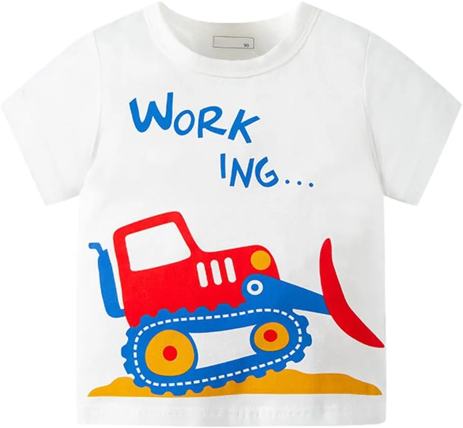 Toddler Boys Shirts Short-Sleeve Boys' Tops, Tees & Shirts Cotton Boys T Shirts Graphic Tees for 2-7 Years