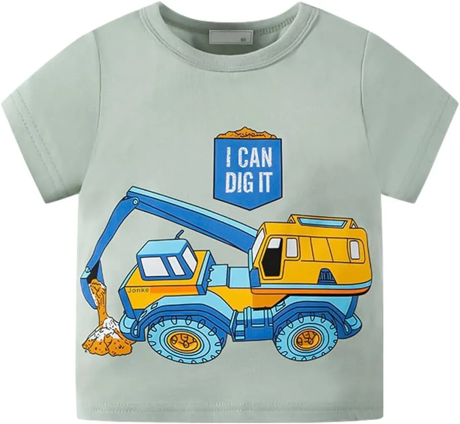 Toddler Boys Shirts Short-Sleeve Boys' Tops, Tees & Shirts Cotton Boys T Shirts Graphic Tees for 2-7 Years