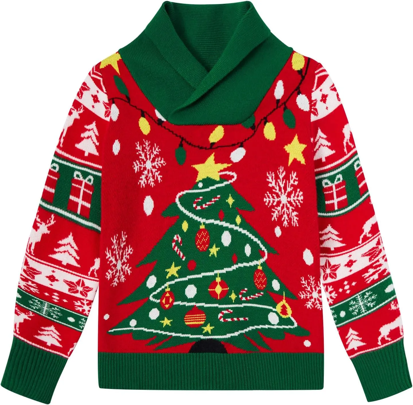 uideazone Boys Kids Ugly Christmas Sweater Novelty Toddler Knitting Xmas Lapel Pullover Jumper 18 Months-7 Years