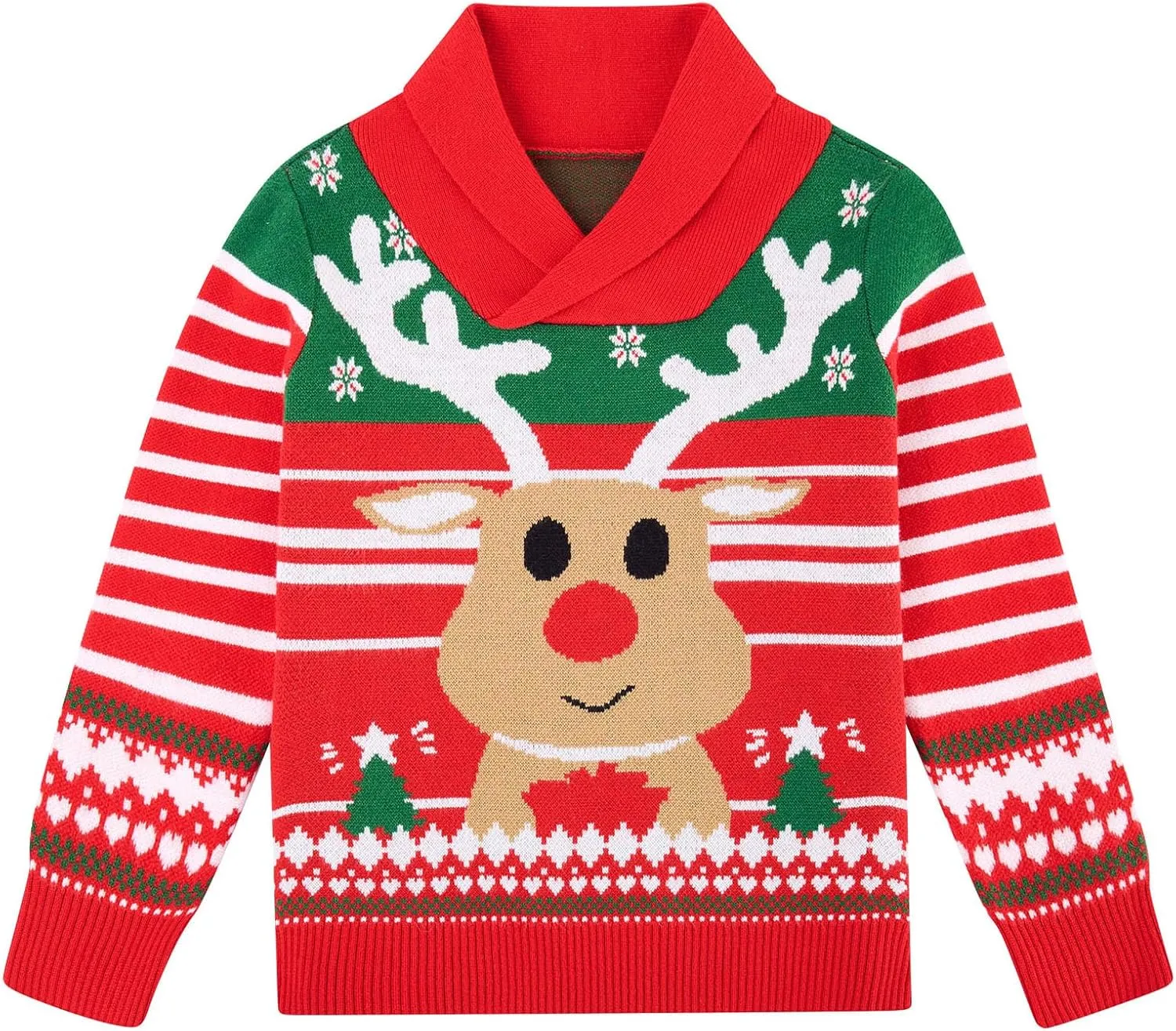 uideazone Boys Kids Ugly Christmas Sweater Novelty Toddler Knitting Xmas Lapel Pullover Jumper 18 Months-7 Years
