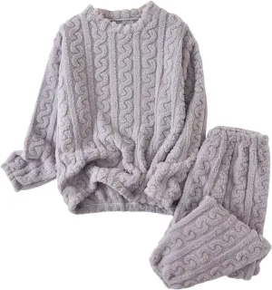 Uillui Fuzzy Pajamas for Women Set Winter Warm Fluffy Loungewear Soft Fleece Pjs 2 Piece Ladies Plush Sleepwear Lounge Sets