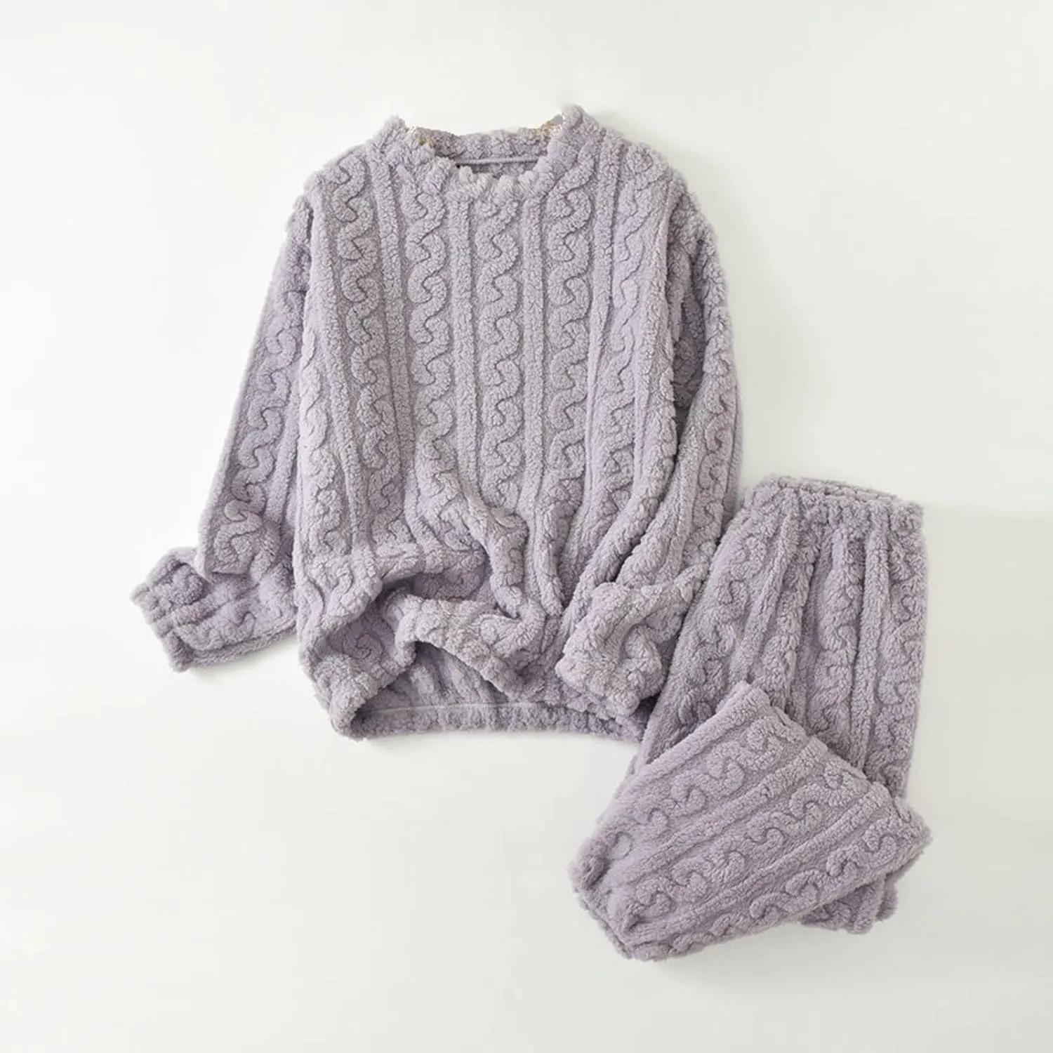 Uillui Fuzzy Pajamas for Women Set Winter Warm Fluffy Loungewear Soft Fleece Pjs 2 Piece Ladies Plush Sleepwear Lounge Sets