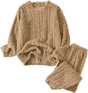 Uillui Fuzzy Pajamas for Women Set Winter Warm Fluffy Loungewear Soft Fleece Pjs 2 Piece Ladies Plush Sleepwear Lounge Sets