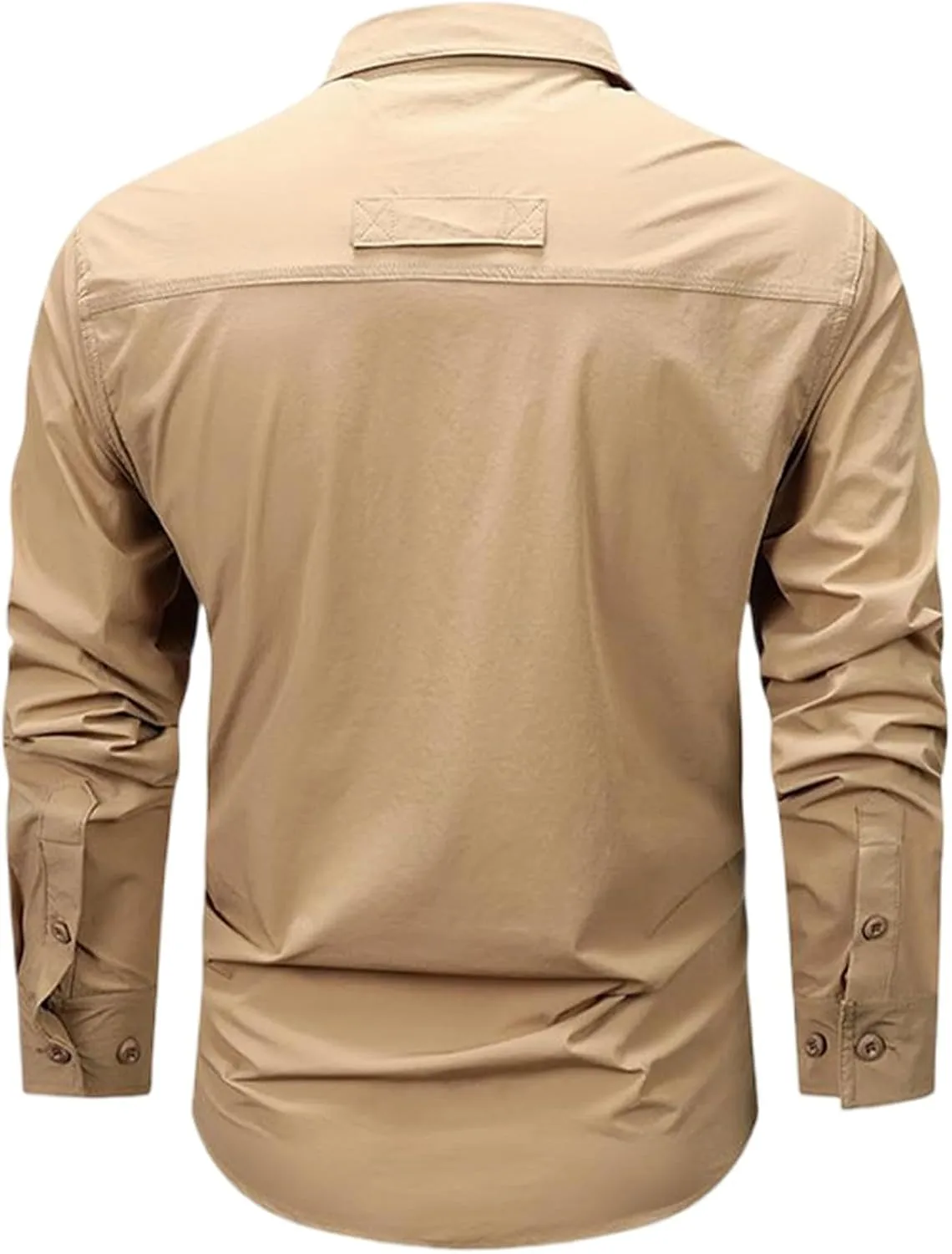 Uillui Men's Ripstop Military Work Fishing Shirts Button Down Long Sleeve Tactical Shirts Breathable Outdoor Hiking T-Shirts