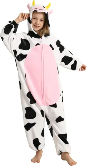 Unisex Kids Animal Oneise Pajamas, Boys Girls Flannel Hooded Halloween Cosplay Costume/Homewear/Sleepwear