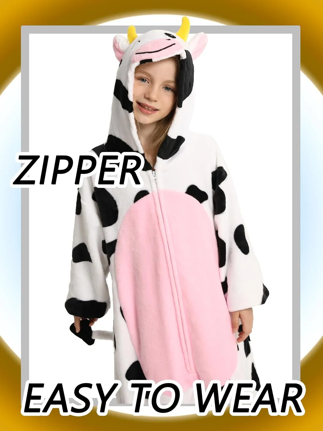 Unisex Kids Animal Oneise Pajamas, Boys Girls Flannel Hooded Halloween Cosplay Costume/Homewear/Sleepwear