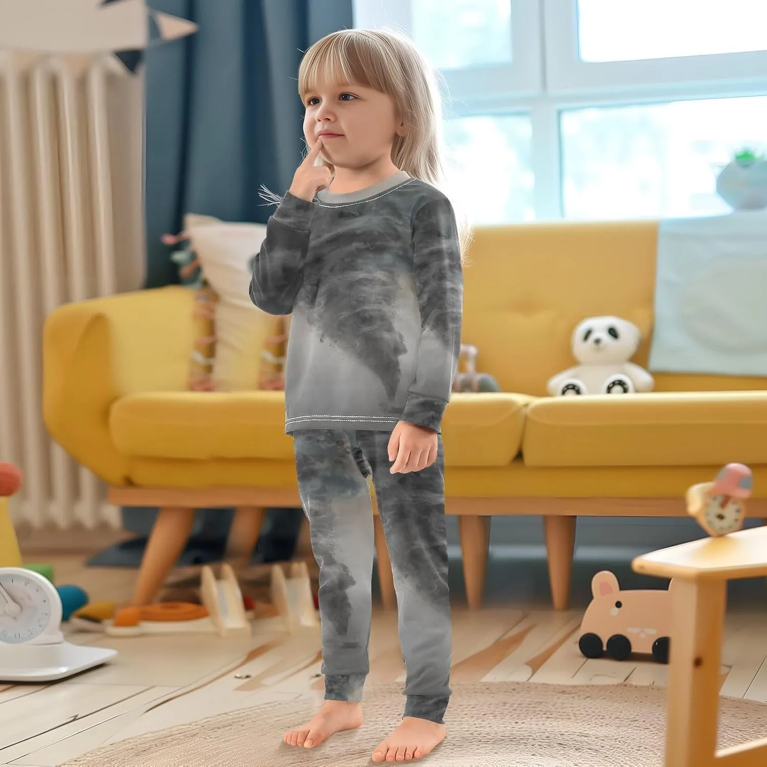 Unisex Long-Sleeve PJ Sets, 2-Piece Pajamas Sleepwear