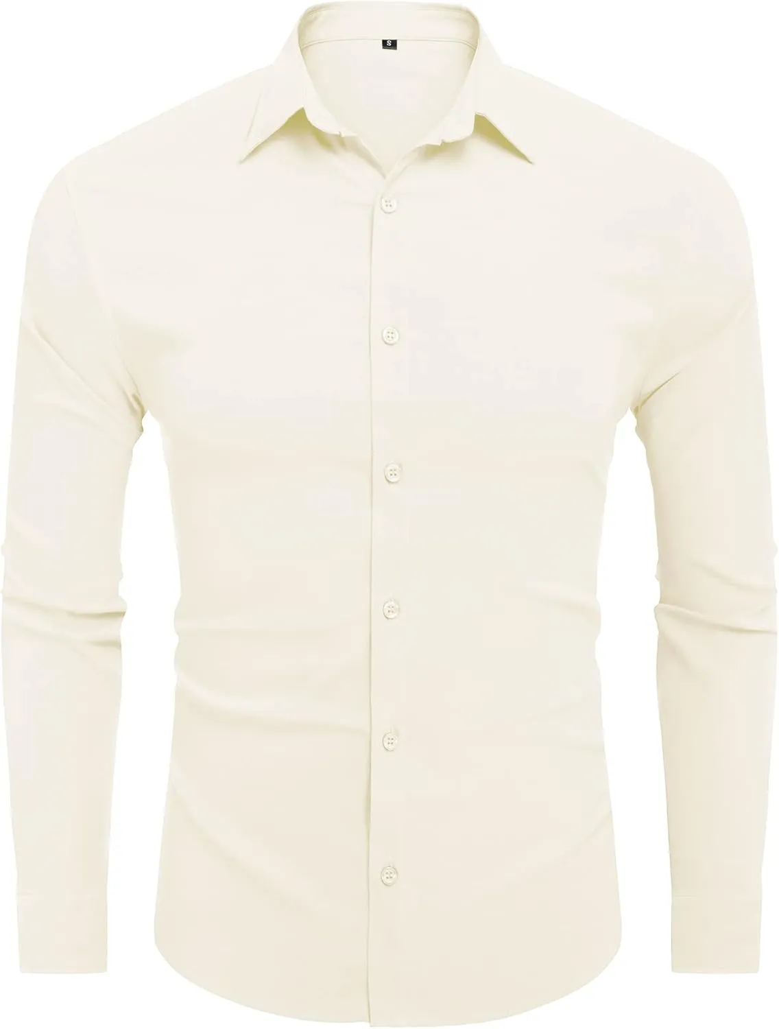 URRU Men's Muscle Dress Shirts Slim Fit Stretch Long&Short Sleeve Casual Button Down Shirt