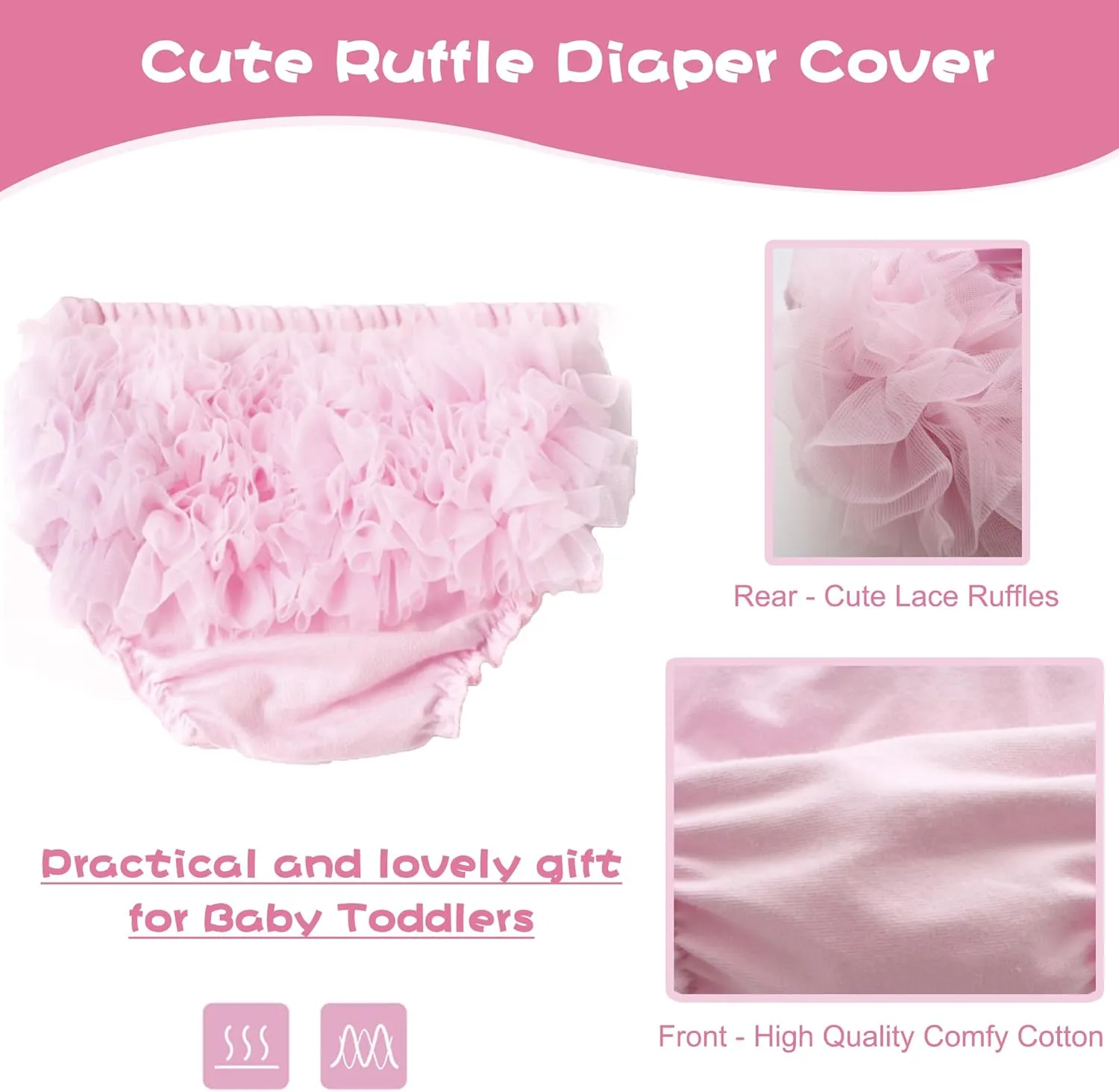 UTTPLL Infant Baby Boys Girls Diaper Covers Bloomer Mesh Ruffled Tiered Bloomers Elastic Briefs Cute Cotton Baby Girl Shorts