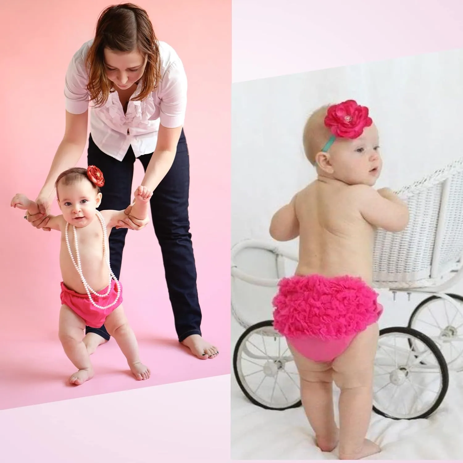 UTTPLL Infant Baby Boys Girls Diaper Covers Bloomer Mesh Ruffled Tiered Bloomers Elastic Briefs Cute Cotton Baby Girl Shorts