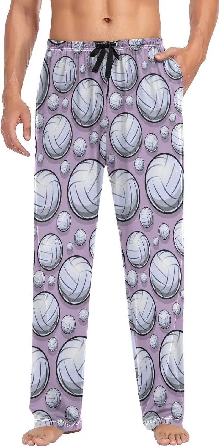 Volleyball Pattern Sport Purple Men's Pajama Pants Sleepwear Lounge Pajama Bottoms