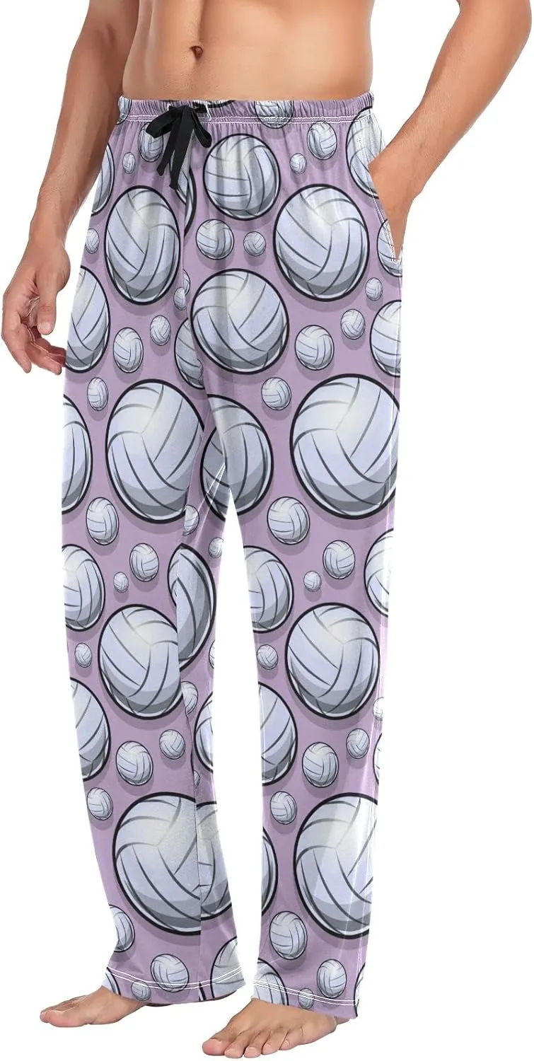Volleyball Pattern Sport Purple Men's Pajama Pants Sleepwear Lounge Pajama Bottoms