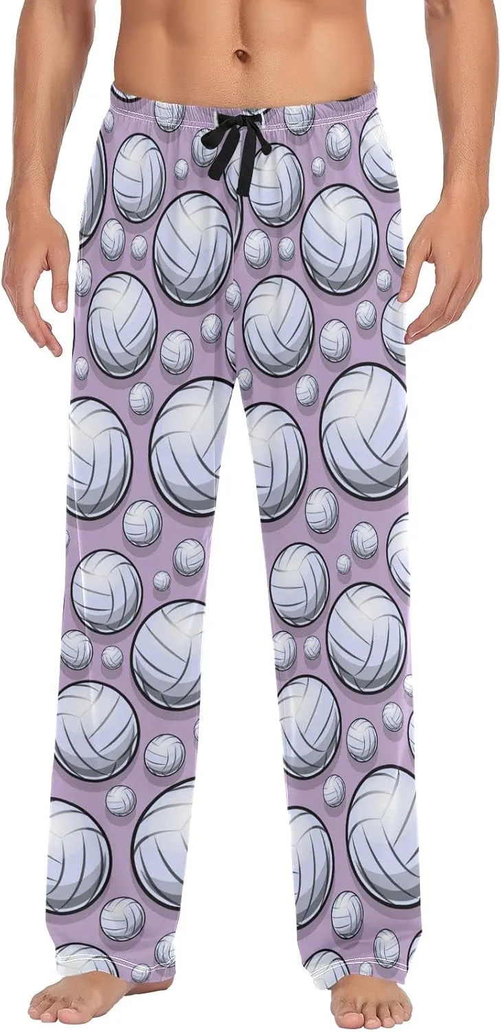 Volleyball Pattern Sport Purple Men's Pajama Pants Sleepwear Lounge Pajama Bottoms
