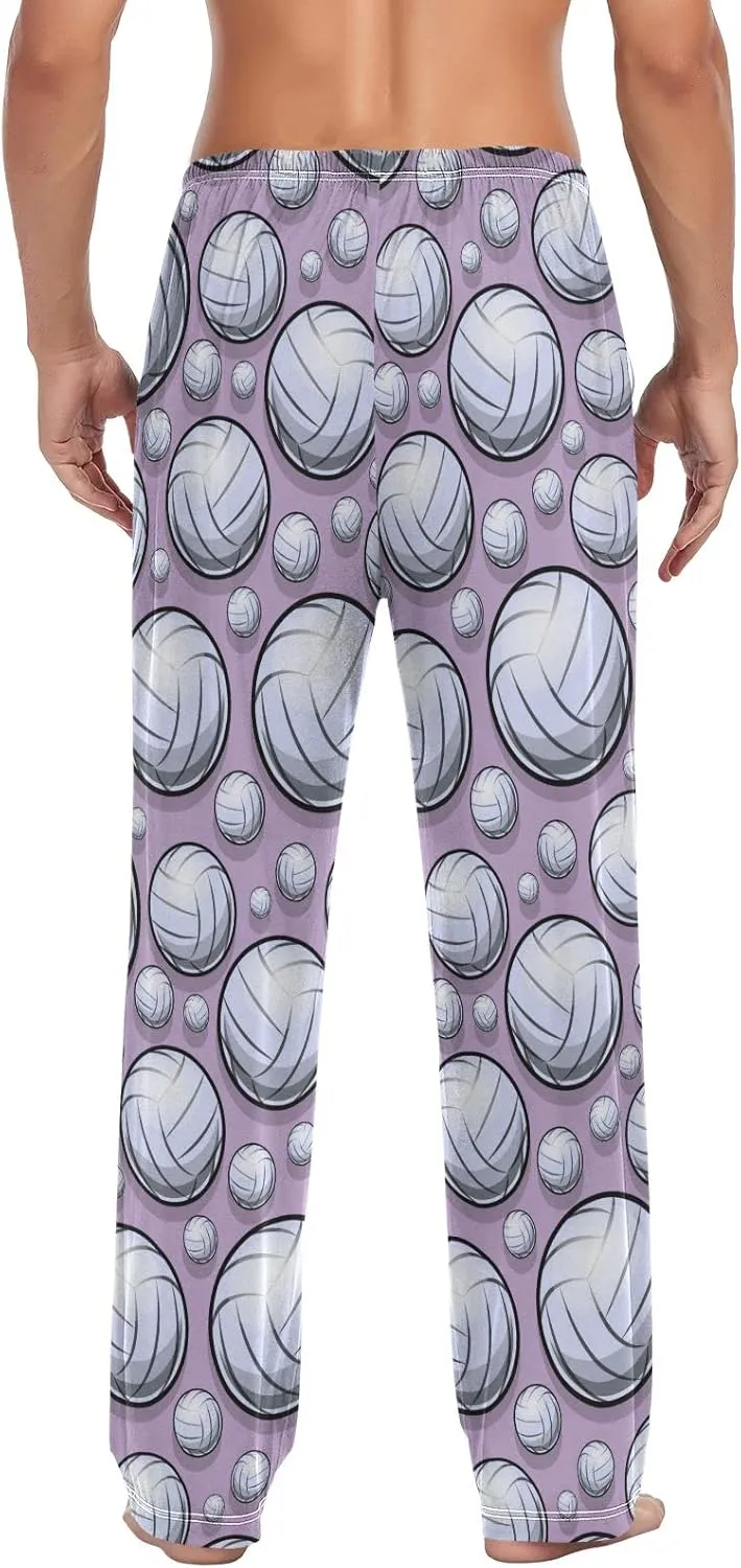 Volleyball Pattern Sport Purple Men's Pajama Pants Sleepwear Lounge Pajama Bottoms