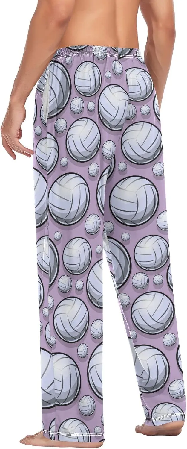 Volleyball Pattern Sport Purple Men's Pajama Pants Sleepwear Lounge Pajama Bottoms