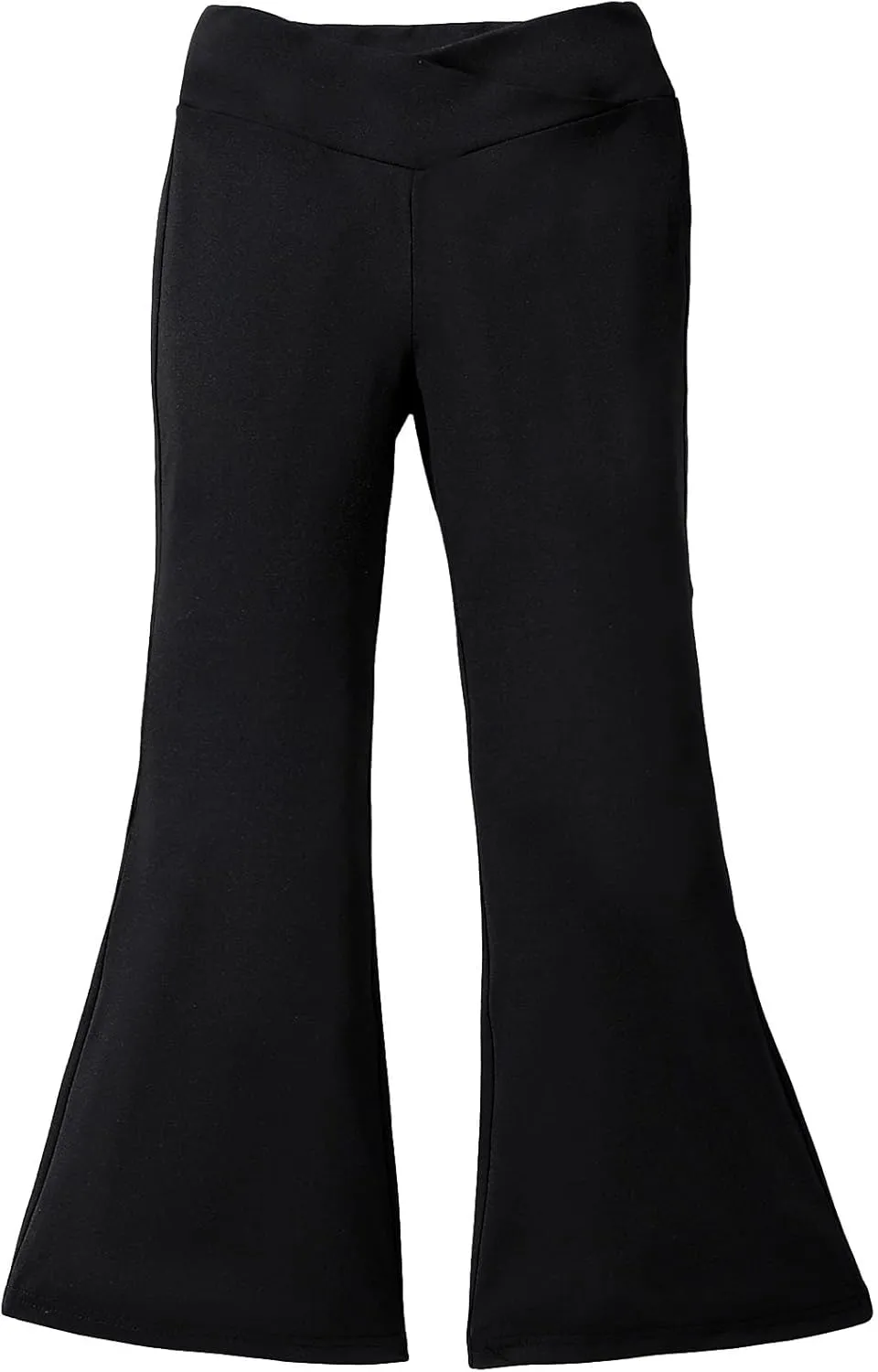 WDIRARA Girl's High Waisted Stretch Bell Bottoms Ruffle Flare Pants