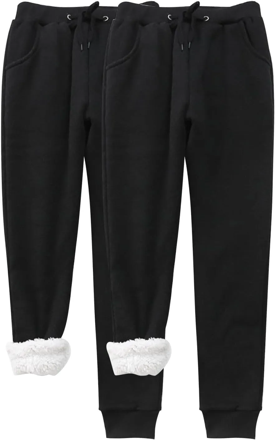 Winter Pants with Pockets Fuzzy Pants Womens Fuzzy Pajama Pants Winter Casual Flannel Pants Long Fleece Lined Pants
