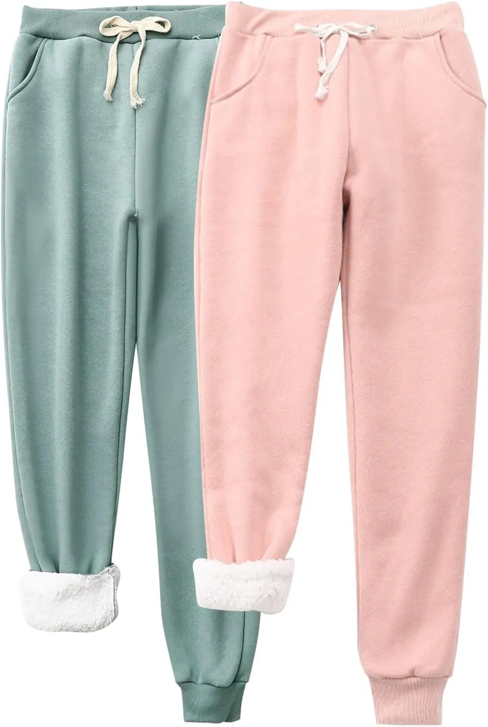 Winter Pants with Pockets Fuzzy Pants Womens Fuzzy Pajama Pants Winter Casual Flannel Pants Long Fleece Lined Pants