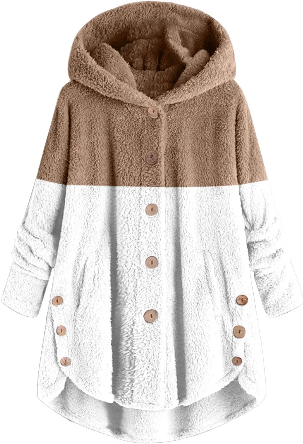 Women Fleece Lined Pajama Tops with Hood Winter Warm Sherpa Thermal Underwear Cute Button Cardigan Coat Loungewear