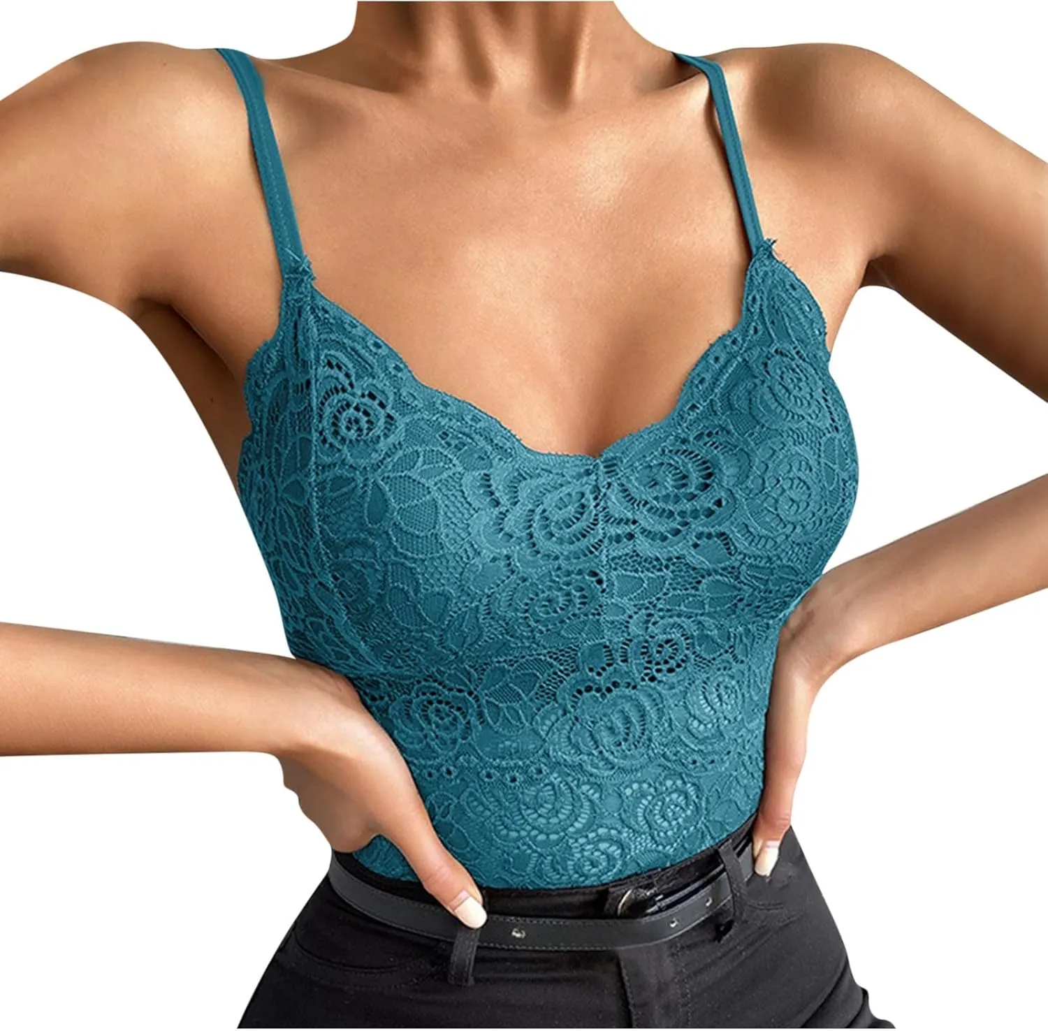 Women Floral Lace Cami Crop Top Sleeveless Cut Out Back Spaghetti Strap Slim Yoga Workout Tank Tops Sexy Camisoles