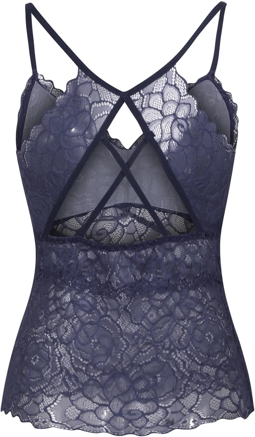Women Floral Lace Cami Crop Top Sleeveless Cut Out Back Spaghetti Strap Slim Yoga Workout Tank Tops Sexy Camisoles