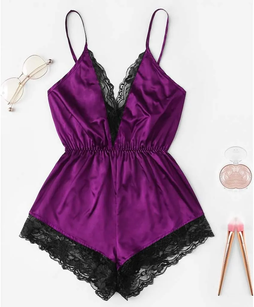 Women Lingerie Sets Sexy Mini Babydoll 2 Pieces Set Strappy Hollow-Out Nightdress Nightwear Underwear