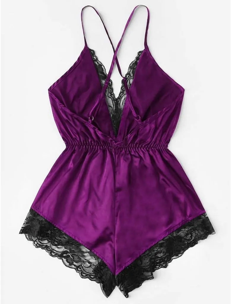 Women Lingerie Sets Sexy Mini Babydoll 2 Pieces Set Strappy Hollow-Out Nightdress Nightwear Underwear