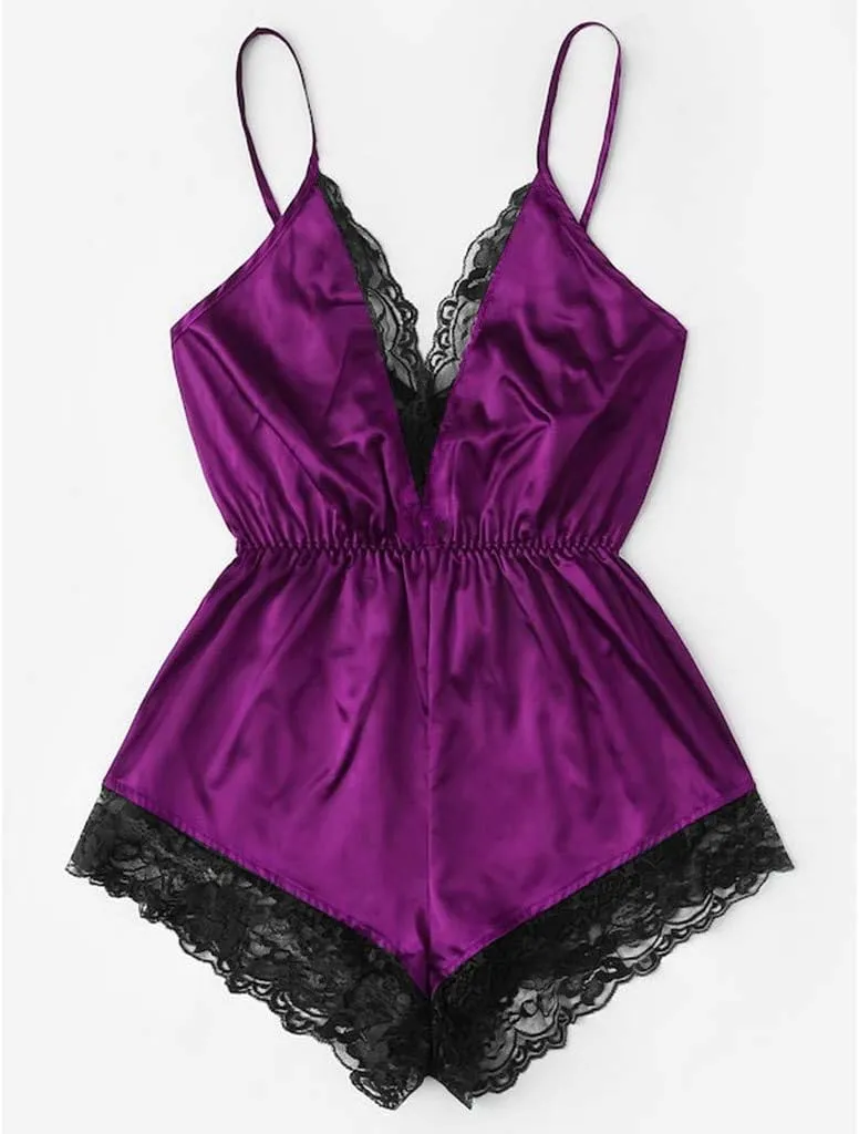 Women Lingerie Sets Sexy Mini Babydoll 2 Pieces Set Strappy Hollow-Out Nightdress Nightwear Underwear
