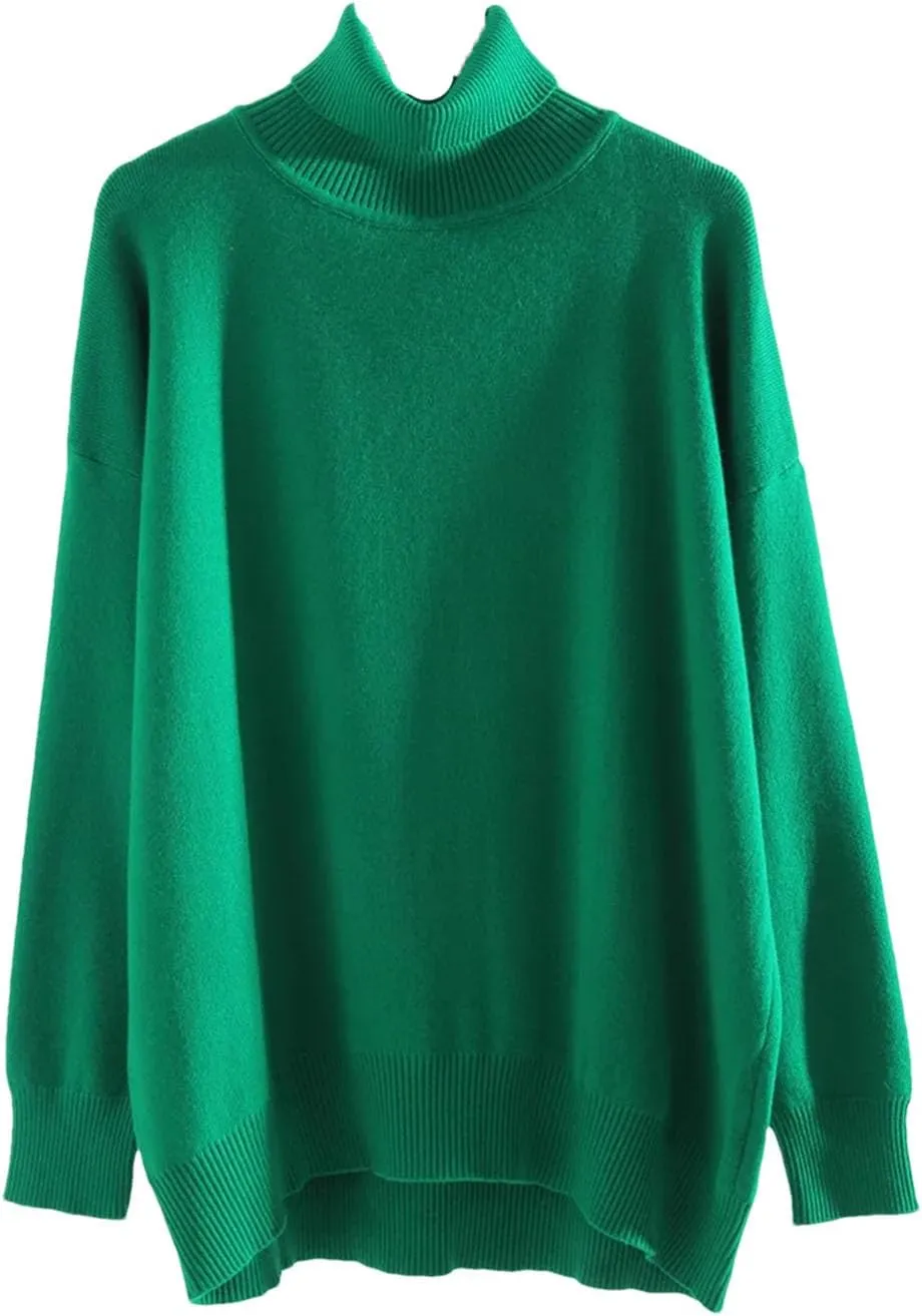 Women Oversized Turtleneck Sweater Oversized Pullovers Loose Tops Jumpers Warm Sweaters