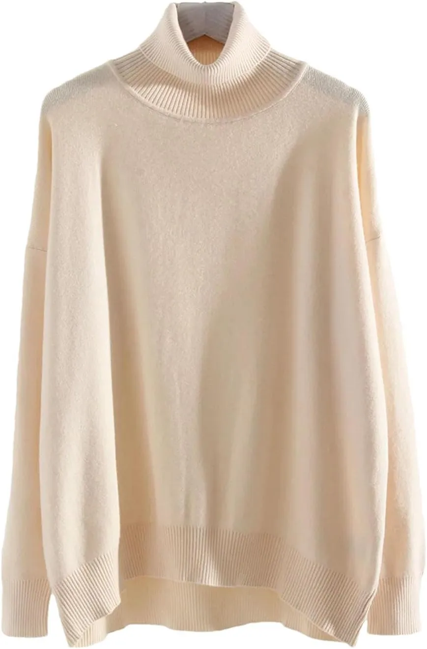 Women Oversized Turtleneck Sweater Oversized Pullovers Loose Tops Jumpers Warm Sweaters