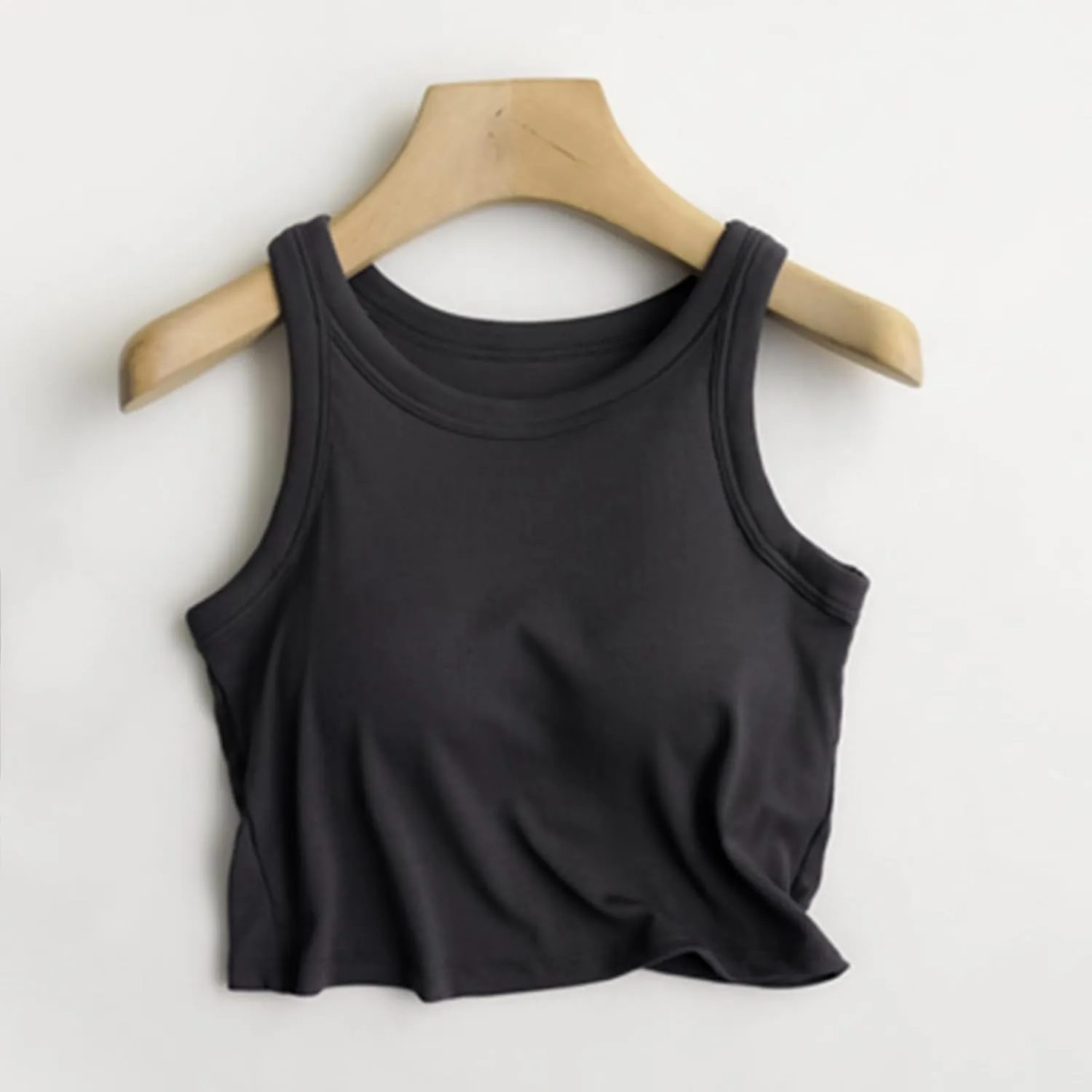 Women Rib Tank Tops with Built in Bras Summer Solid Yoga Camisoles for Fitness Workout Outfits Undershirts Cami Tops
