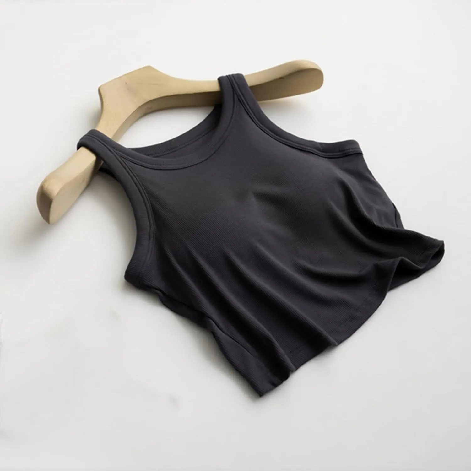 Women Rib Tank Tops with Built in Bras Summer Solid Yoga Camisoles for Fitness Workout Outfits Undershirts Cami Tops