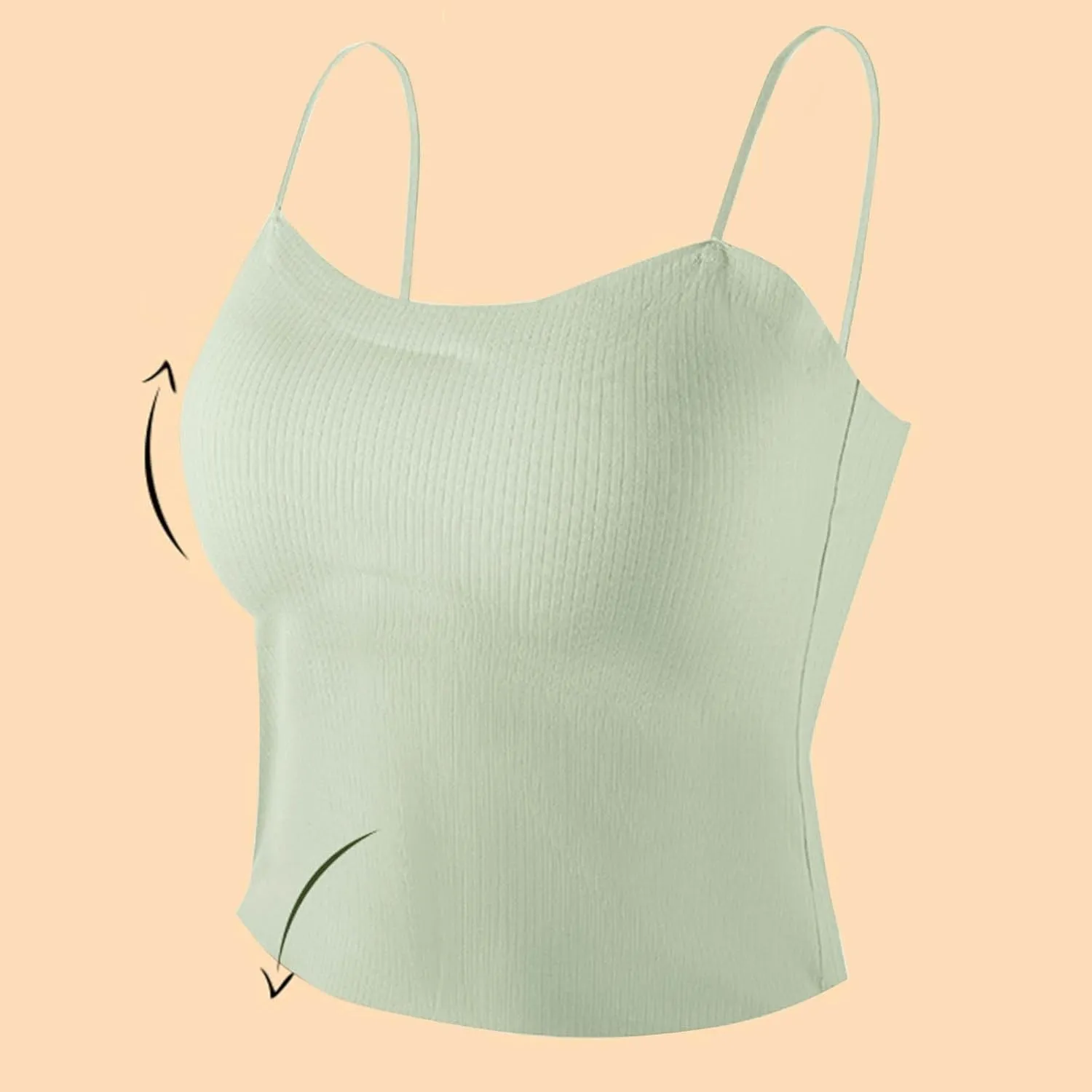 Women Ribbed Knit Camisoles Sexy Spaghetti Strap Shelf Bra Cami Tops Summer Slim Fitness Basic Tees Sleeveless Shirts