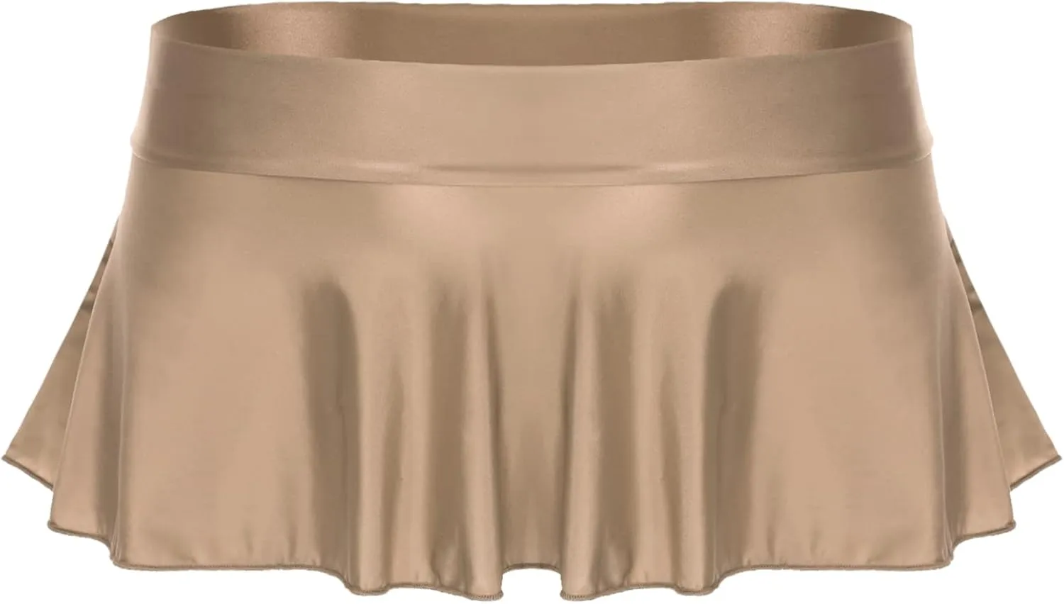 Women Shiny Glossy Micro Pleated Mini Skirt Low Waist Flirty Role Play Ruffle Short Miniskirt
