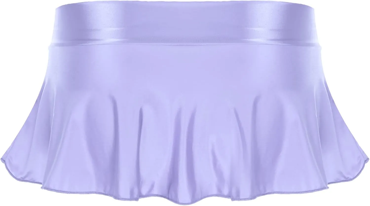 Women Shiny Glossy Micro Pleated Mini Skirt Low Waist Flirty Role Play Ruffle Short Miniskirt