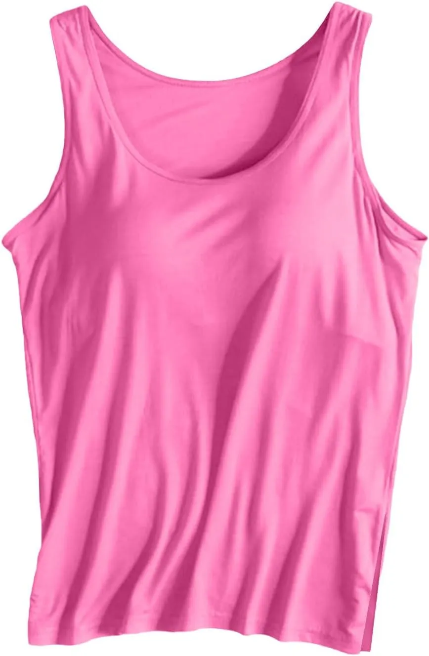 Women Tank Tops Shelf Bra Summer Basic Padded Yoga Camisoles for Casual Fitness Workout Outfits Undershirts Cami