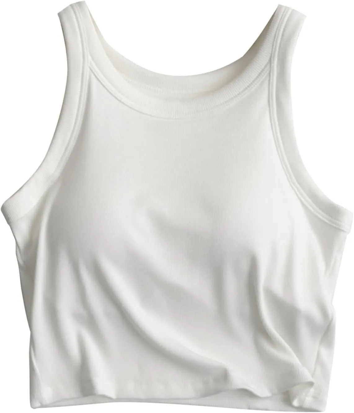 Women Tank Tops Shelf Bra Summer Cotton Basic Padded Yoga Rib Camisoles for Casual Workout Outfits Undershirts Cami