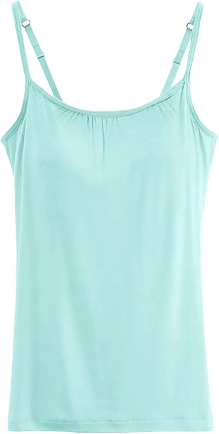 Women Tank Tops Shelf Bra Summer Cotton Yoga Adjustable Spaghetti Strap Camisoles for Workout Outfits Undershirts Cami