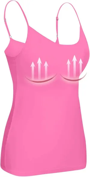 Women Tank Tops with Built in Bras Cotton Shelf Bra Camisoles Adjustable Spaghetti Strap Tank Tops Basic Layer Cami