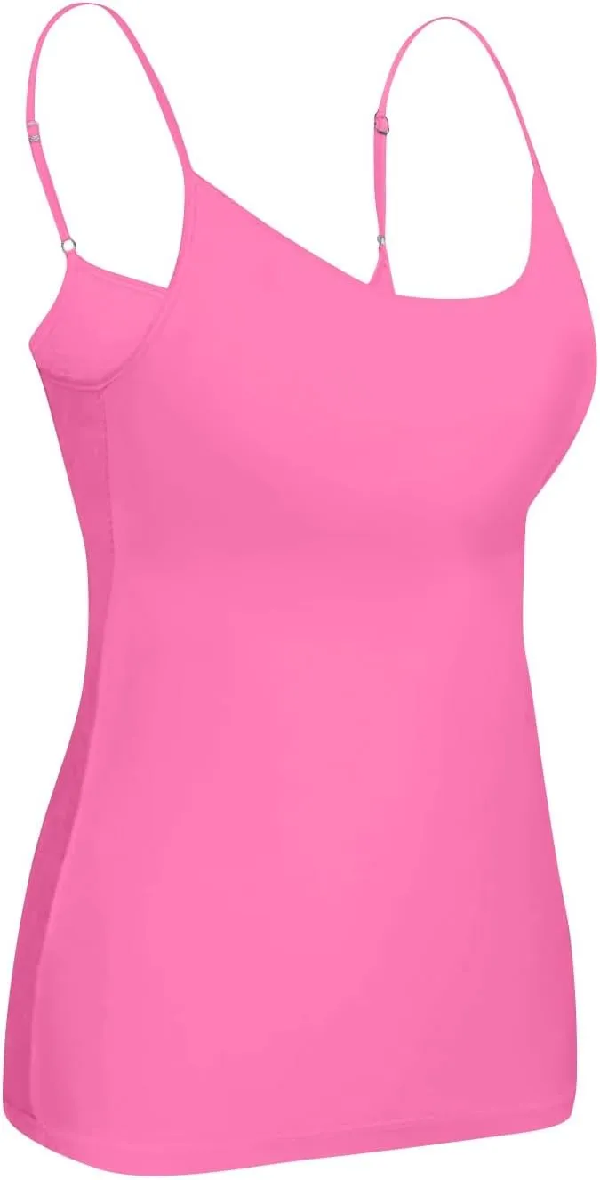 Women Tank Tops with Built in Bras Cotton Shelf Bra Camisoles Adjustable Spaghetti Strap Tank Tops Basic Layer Cami