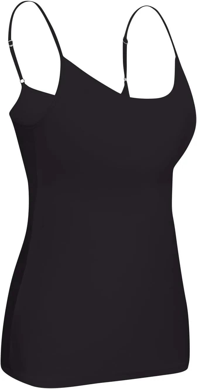Women Tank Tops with Built in Bras Cotton Shelf Bra Camisoles Adjustable Spaghetti Strap Tank Tops Basic Layer Cami
