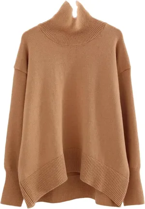 Women Thick Winter Sweaters Pullovers Warm Knit Tops Oversized Turtleneck Sweater