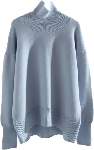 Women Thick Winter Sweaters Pullovers Warm Knit Tops Oversized Turtleneck Sweater