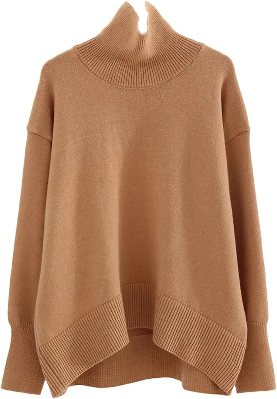 Women Thick Winter Sweaters Pullovers Warm Knit Tops Oversized Turtleneck Sweater