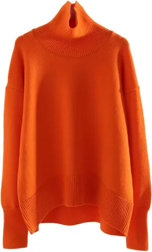 Women Thick Winter Sweaters Pullovers Warm Knit Tops Oversized Turtleneck Sweater