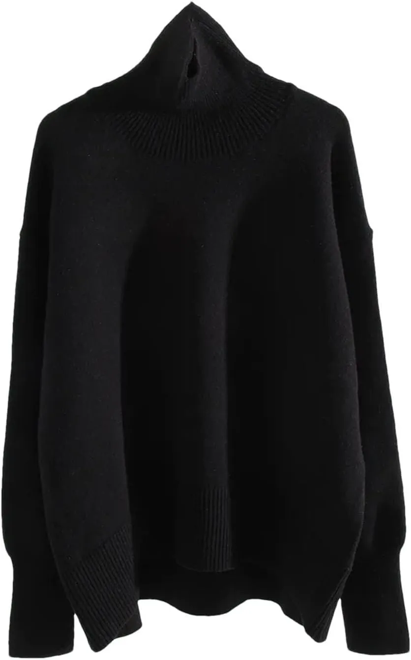 Women Thick Winter Sweaters Pullovers Warm Knit Tops Oversized Turtleneck Sweater