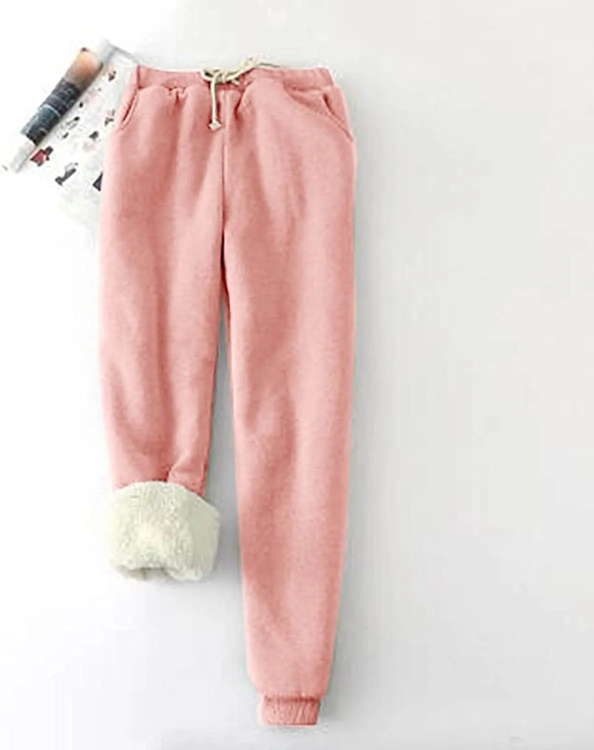 Women Warm Winter Pants Plus Size Fleece Joggers Sherpa Lined Sweatpants Athletic Workout Pants Thick Casual Trousers
