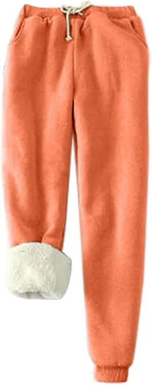 Women Warm Winter Pants Plus Size Fleece Joggers Sherpa Lined Sweatpants Athletic Workout Pants Thick Casual Trousers
