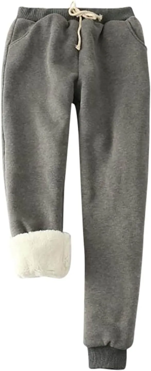 Women Warm Winter Pants Plus Size Fleece Joggers Sherpa Lined Sweatpants Athletic Workout Pants Thick Casual Trousers